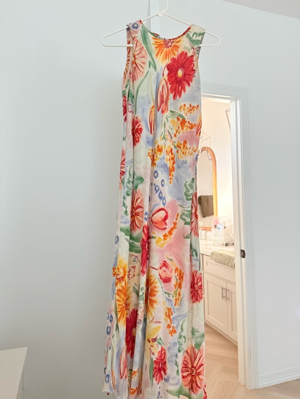 Vintage Donna Ricco Petite Floral Print Dress in Red, Blue, Green, Yellow